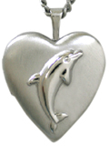 L5044 sterling embossed dolphin locket