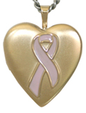 pink ribbon heart locket
