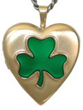 embossed shamrock heart locket