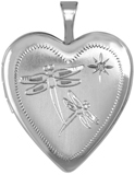 L5128D dragonflies with diamond heart locket