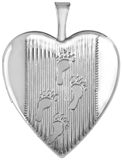 L5163 footprints in the sand 20mm heart locket