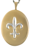 L8007 embossed fleur de lis oval locket