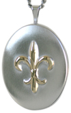 2 color fleur de lis oval locket