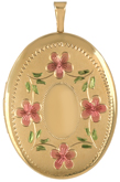 L8047E 20 oval locket with flowers and color