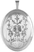 L8105 sterling floral scroll 20 oval locket