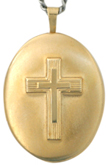 L8003 embossed cross oval locket