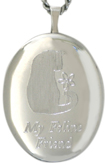 L8020 sterling oval cat locket