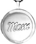 L1040 embossed mom round locket
