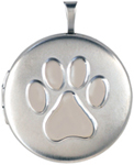 L1103 embossed paw round locket