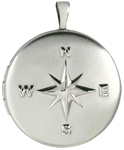 sterling round compass locket