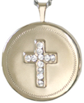 L1008 cross with stones round locket