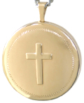 L1010 embossed cross locket