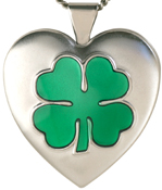 L6006 embossed 4 leafe clover heart locket
