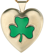 embossed shamrock 25mm heart locket