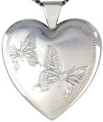 sterling heart locket with butterflies