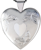L6047 3 butterflies heart locket