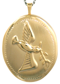 L9009 25 oval embossed dove locket