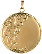 L2025 embossed scroll large round locket