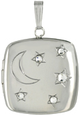 moon and stars with stones pillow locket