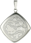 sterling floral diamond shape locket