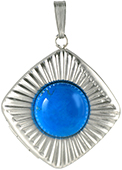 sterling pillow locket with embossed rays and cabochon