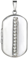L1241 sworvski stones on dog tag locket