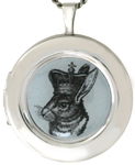 L1071 corwn rabbit round locket