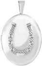 sterling horseshoe oval locket