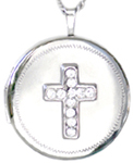 22mm round locket with cross